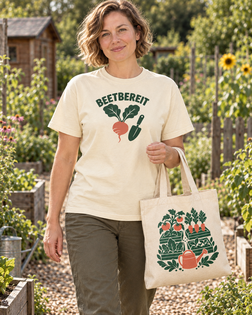 Beetbereit – Unisex-Gartenshirt in Ivory