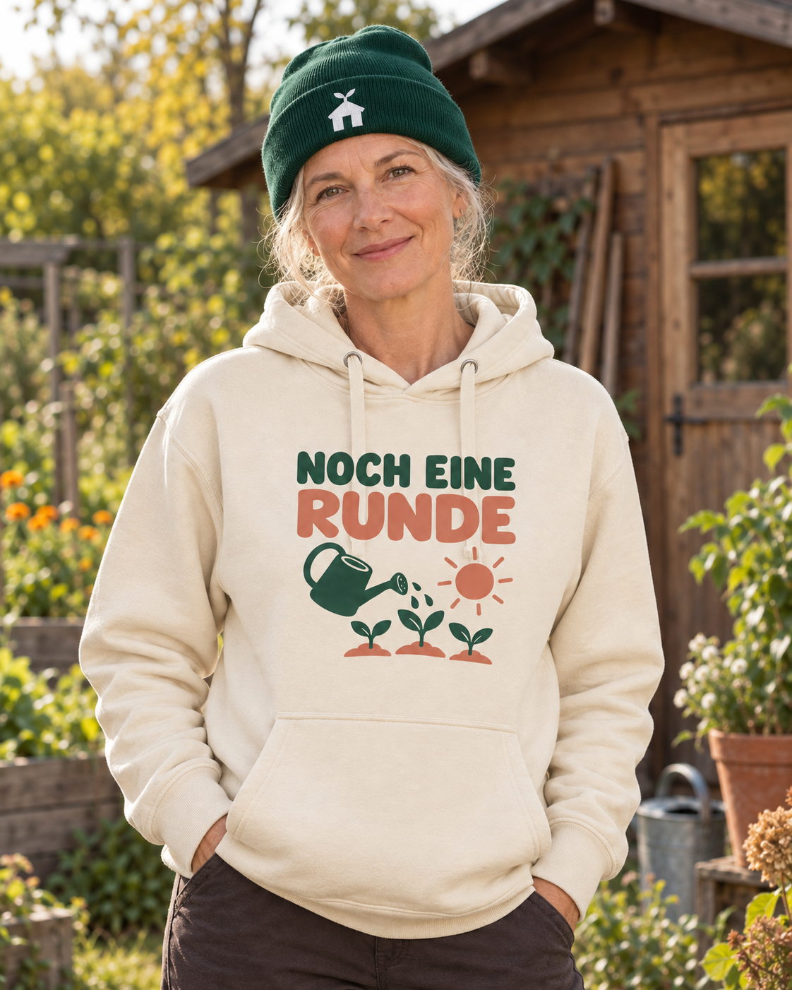 Noch eine Runde – Unisex-Gartenhoodie in Bone