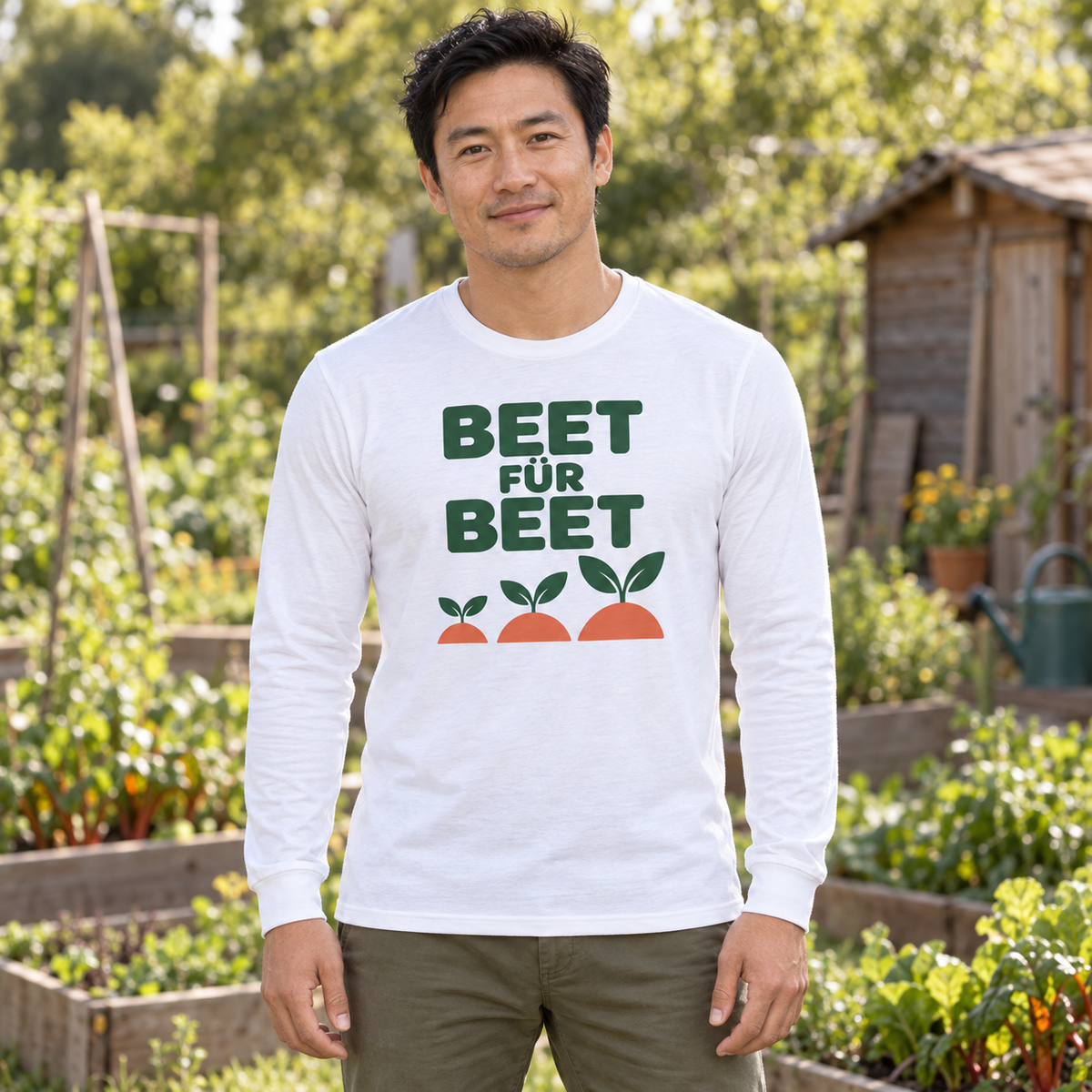 Beet für Beet – Unisex-Langarmshirt in Weiß
